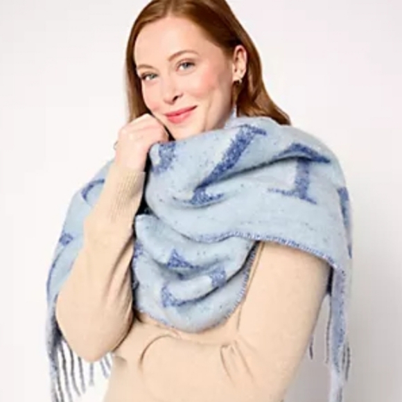 SPRIGS INSPIRATIONAL OVERSIZE SCARF BLUE BLISS - Picture 4 of 7
